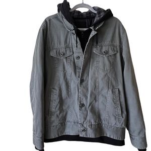 Hurley Sage Green Trucker hooded Jacket size L